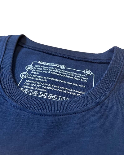 col du tee shirt enfant bleu marine en coton bio