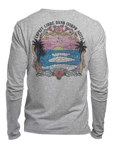 tshirt manches longues coton bio made in france - hibiscus